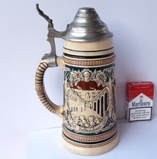 Keramik Krug/ Bierkrug Zinn- Montur Ansicht ANDENKEN AN M&Uuml;NCHEN um 1915 AL1050