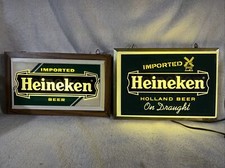 TWO VINTAGE HEINEKEN BEER LIGHT UP SIGNS