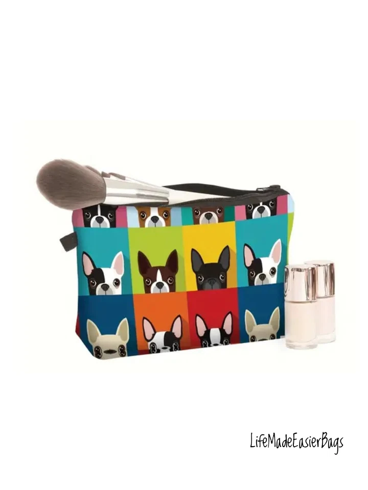 Bulldog Francés Novedad Bolsa de Cosméticos Artículos de Aseo Maquillaje Bolsa Cremallera Organizador Divertido Regalo Foto 2 de 4