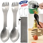 2/4PCS Stainless Steel Spork Multifunctional Cutlery Knife Fork Spoon Camping