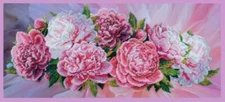 Bead embroidery kit Pink peonies hand embroidery needlework kit