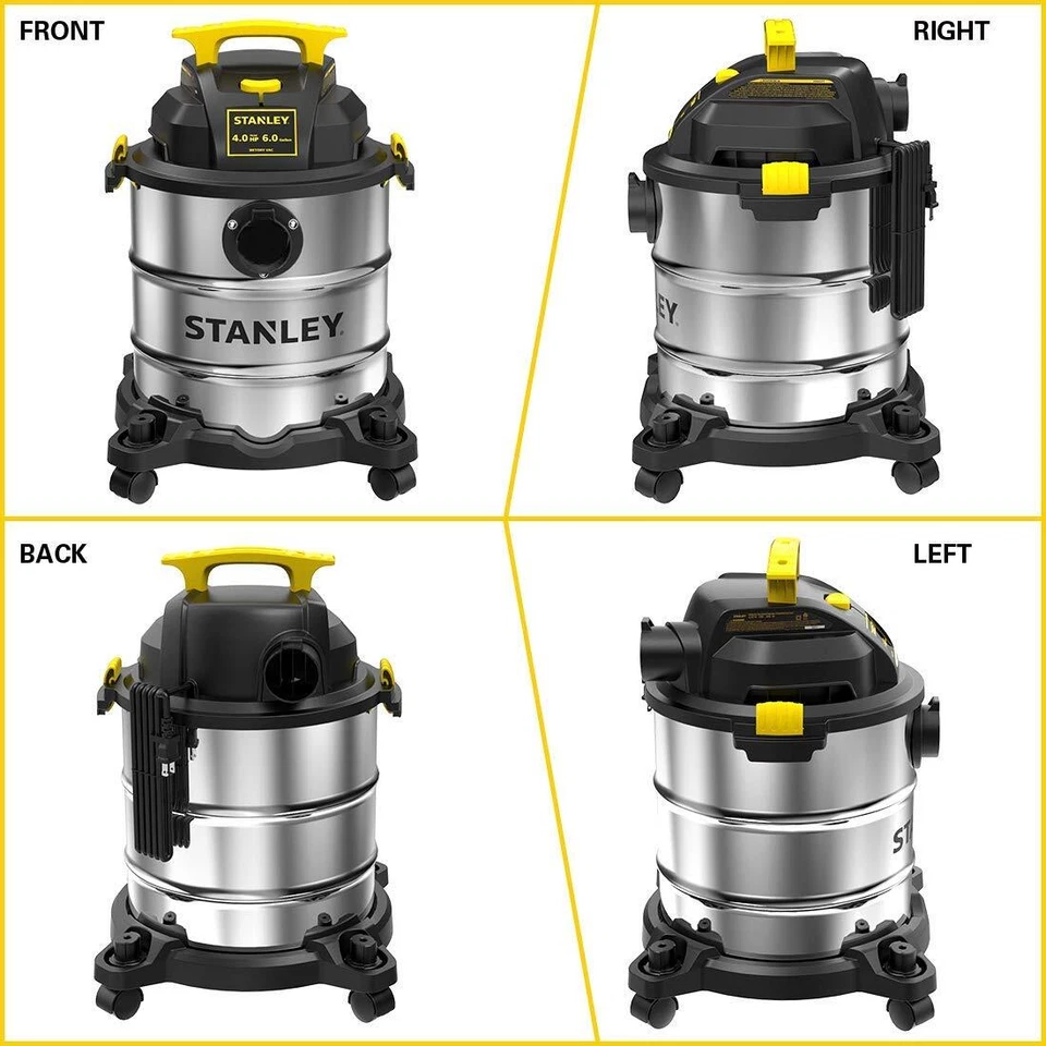 	Stanley SL18116 Wet/Dry Vacuum 6 Gallon 4 Horsepower Stainless Steel Tank	 - Image 2 of 4