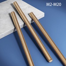 M2-M20 x250 500 mm Latón Rosca Completa Doble Cabeza Roscada Pernos Barra Tornillos Perno
