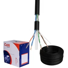Plenum CAT6 1000FT UTP CMP Solid 23 AWG Network Ethernet Cable 550MHz LAN BLACK