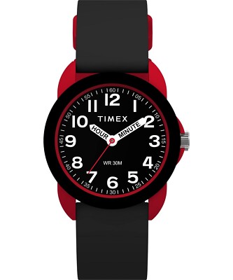 Timex TW2W91900, Timex Kid's Black Silicone Strap Watch, Time Teacher