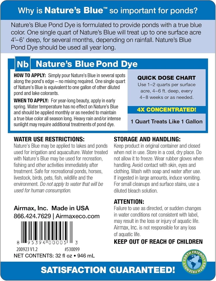 Multi-Shade Pond Dye 4X Concentrate - Blocks UV Rays & Improves Water Quality - Image 4 of 4