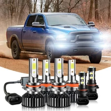 FIT 2011-2017 RAM 1500 2500 3500 6x LED Combo Headlight Kit Hi/Lo Beam+Fog Bulbs