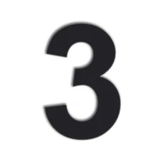 QT Modern House Number - 6 Inch BLACK - Stainless Steel Number 3 Three Floati...