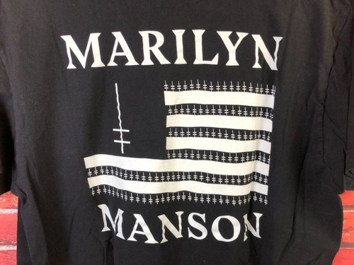 Rare MARILYN MANSON DEFIANT ONES FLAG Double Sided Vintage Black T-Shirt Size L - Picture 8 of 8
