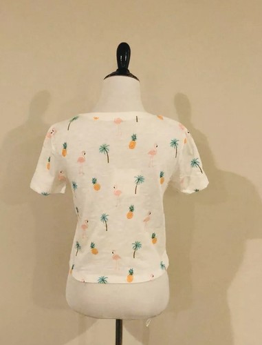 Womens Top Pineapple Print Cropped Short Sleeve Size XS - Picture 8 of 8