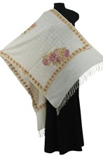 Kashmir Embroidered Floral 100 Pure Wool 28"X80" Traditional Ari Embroidery