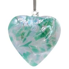 May Birthstone Emerald Heart Sienna Glass Hand Crafted Glass Present Gift