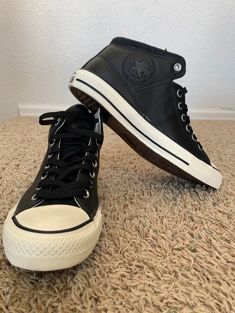 Converse Black Leather Men 8 Chuck Taylor All Star Street High Sneaker 157472 for sale online | eBay