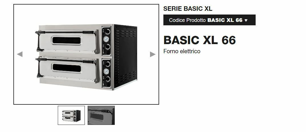 FORNO BASIC XL 6 manuale 500°c. 9.kw 230-400v XL66 18KW.