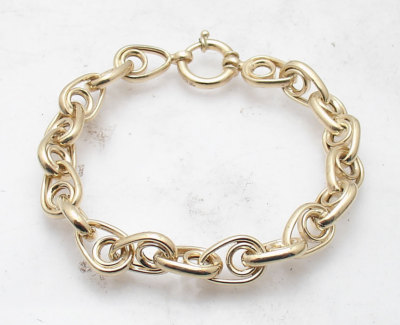 Technibond Katzenauge Stil Tropfen Gliederarmband 14K Gelbgold vergoldet Silber