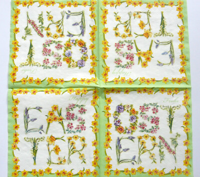 3 Servietten - Frohe Ostern - Happy Easter - Frühling Narzissen, Primeln