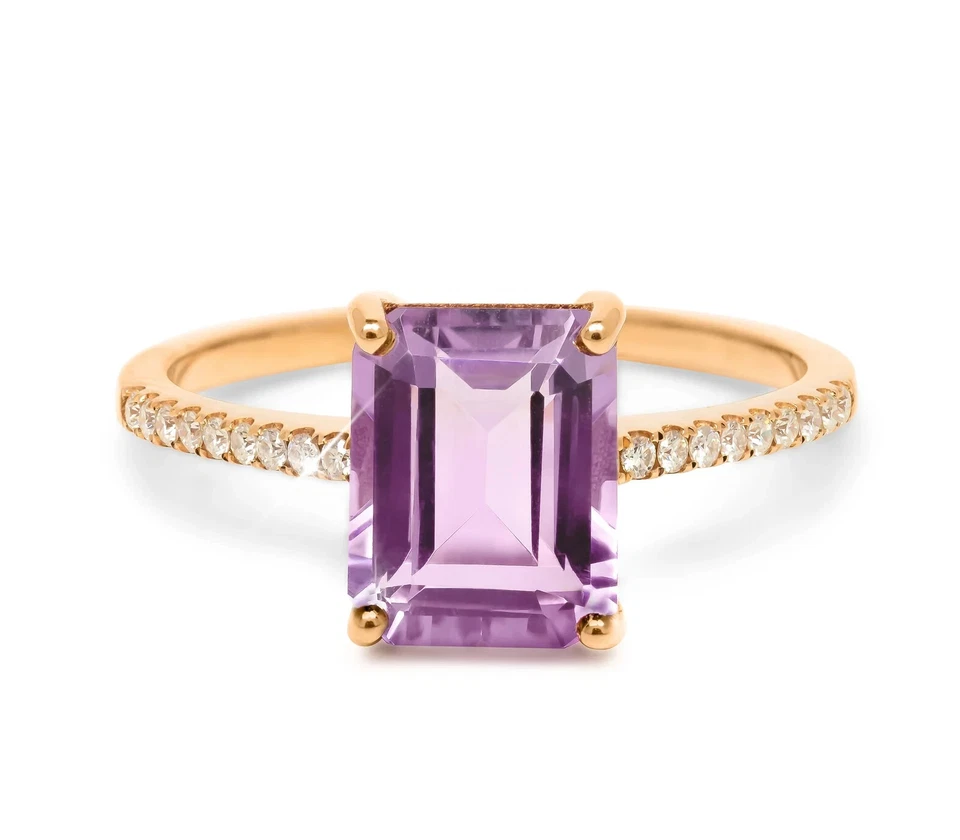 925 Argento Sterling Ametista Anello Appariscente di Fidanzamento Regalo per Lei - Immagine 4 di 4