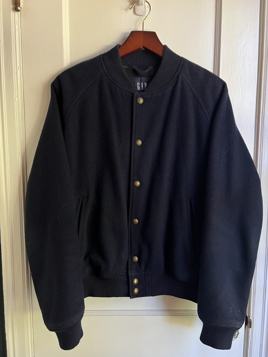 MENS GAP HEAVY WOOL BOMBER JACKET NAVY SMALL | eBay