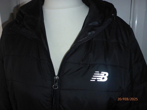 New Balance black quilted hooded coat size L - Picture 2 of 6