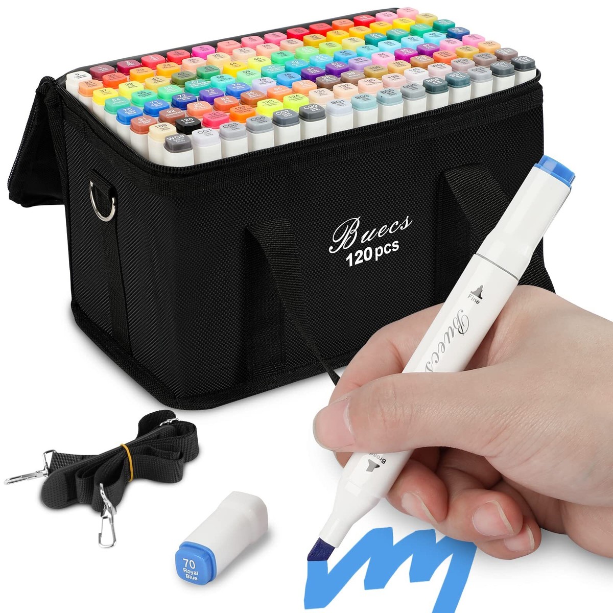 VibrantArt 120-Count Alcohol Markers: Dual-Tip Art Marker Set for Kids, Adults,