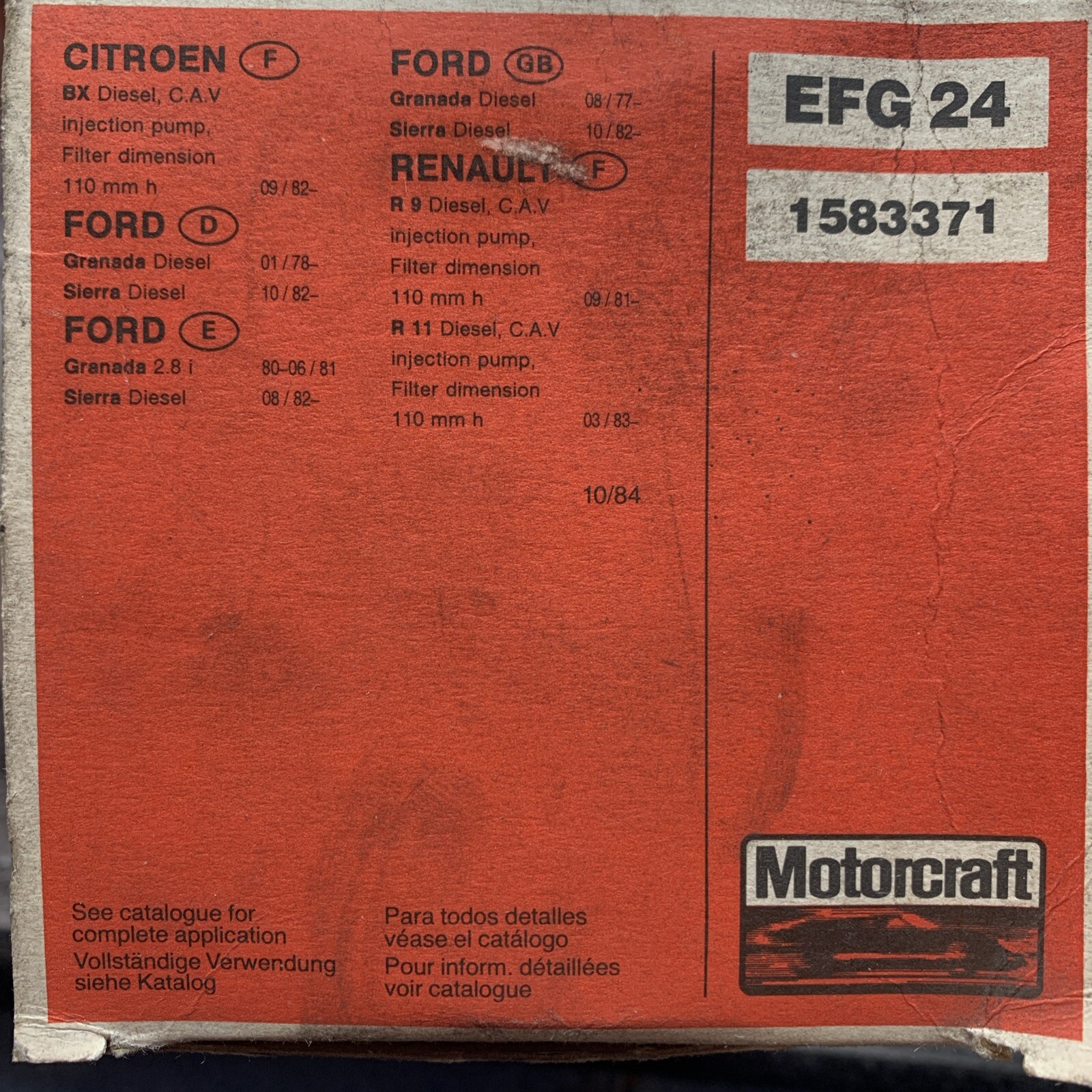 1583371 Genuine Ford Sierra Scorpio 2.5 2.3 Granada 1.8 Td Fuel Filter