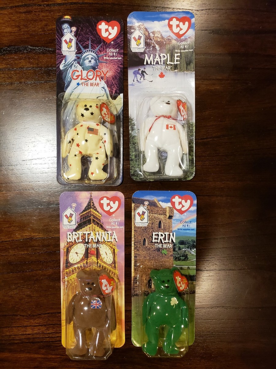 TY Teenie Beanie Babies Complete Set Of 4 Bears Ronald McDonald