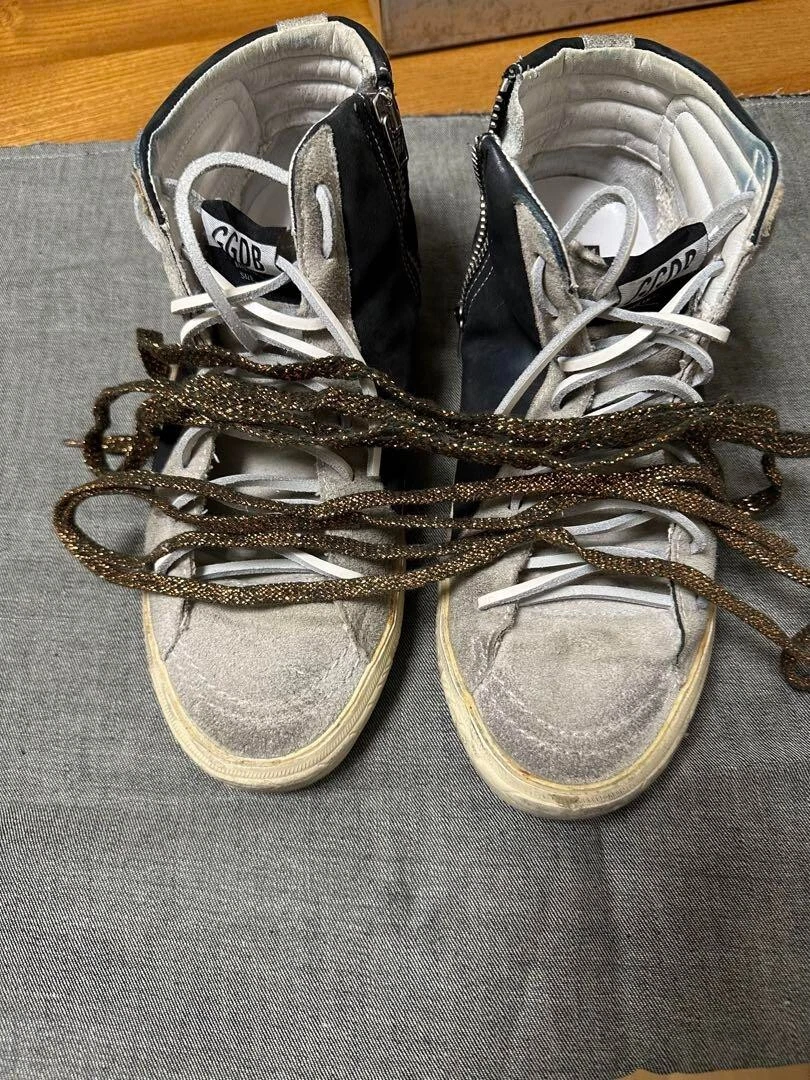 GOLDEN GOOSE Gol Goose SLIDE GGDB Sneakers alte da donna nere scamosciate EU37 US7