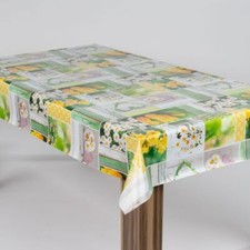 laro Wachstuch-Tischdecke Wachstischdecke Blumen Narzissen Tulpen Margeriten