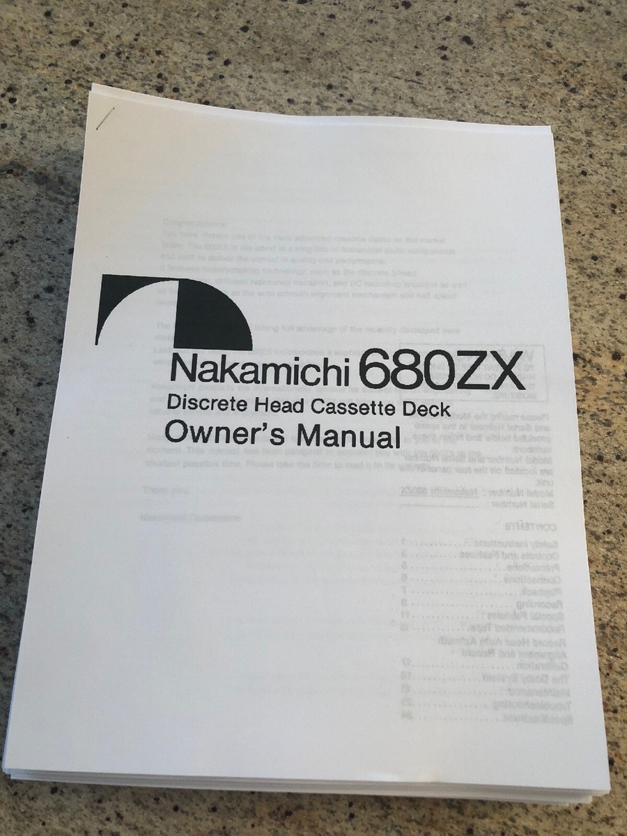 Complete Nakamichi 680ZX Discrete Head Cassette Deck Copy Owner's