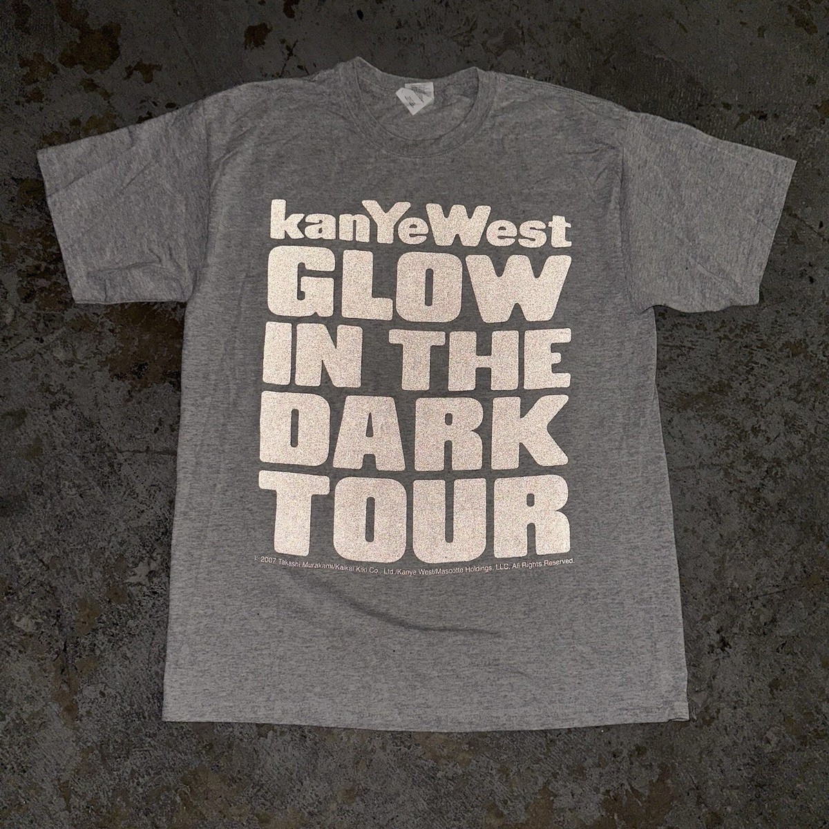 Vintage 2007 Kanye West Glow In The Dark Tour Tee T-Shirt Large