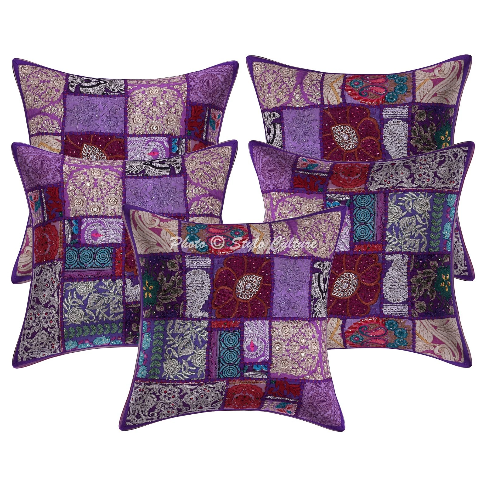 Art Decor Floor Cushion Vintage Patchwork Hippie Gypsy Pillow Meditation