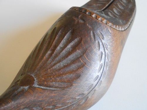 ANCIENNE TIRELIRE SABOT SCULPTE ART POPULAIRE - Photo 7/8
