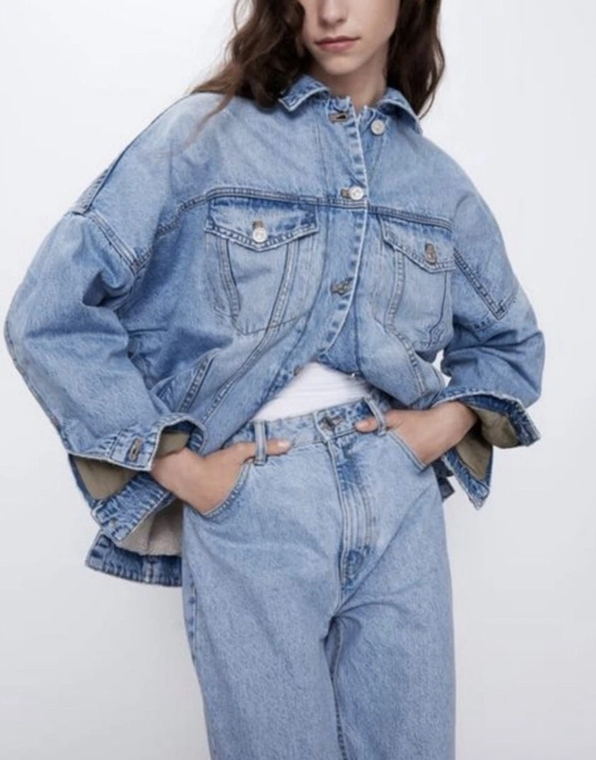 Zara Denim Jacket with Faux Shearling
