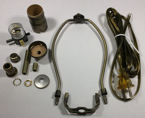Table Lamp Wiring Kit with Turn Knob Socket, Adjustable Harp, and Brass Plated Finish (30551PA) | B&P Lamp Supply