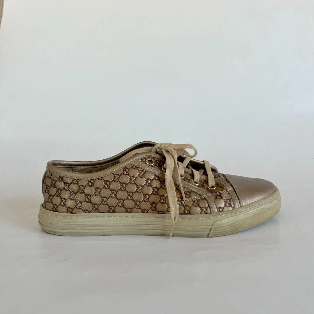 Baskets basses Gucci métallisé GG toile cuir 375
