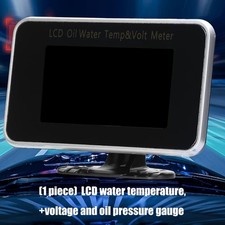 Triple LCD Gauge Meter For Motorcycle Water Temp Voltage Oil Pressure Metal