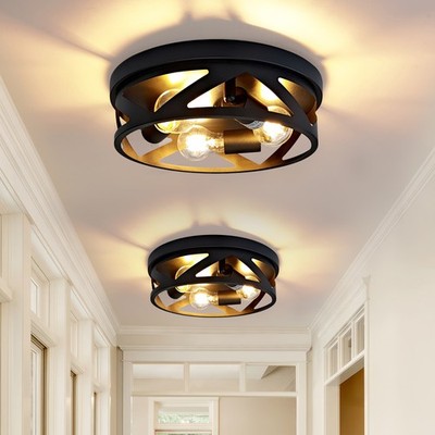 2-Pack Flush Mount Ceiling Light 3-Light E26 Base with Turnable Light Cap Modern