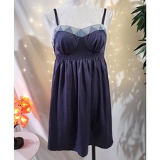 Anthropologie Eloise NWT Sateen Babydoll Slip Dress Womens Size S Blue Chemise