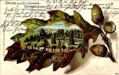 Oak leaf litho St. Johann Saarbrücken, Ehrenthal, cemetery - 10950019