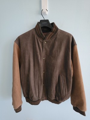 Vintage Brooks Brothers Two Tone Brown Suede Leather Varsity
