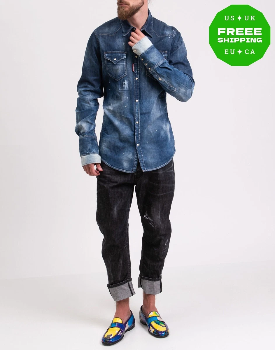 Dsquared2 Denim Casual Button-Down Shirts for Men for sale | eBay