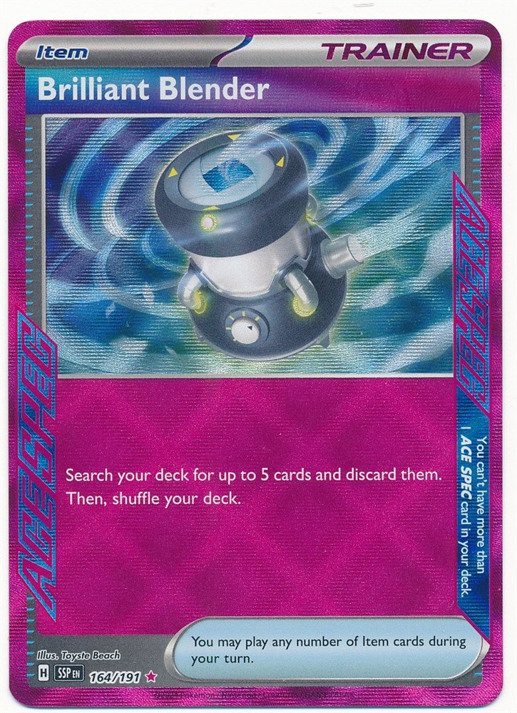 BRILLIANT BLENDER 2024 POKEMON SURGING SPARKS ACE SPEC RARE HOLO #164/191 MINT