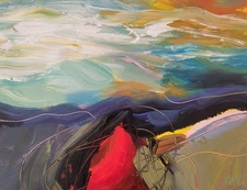 MONA VIVAR Original 9x12 Abstract Colorful Landscape Fine Art Painting