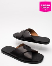 RRP€790 CHURCH'S Leather Slide Sandals US11 EU44 UK10 Cross-Over Made in Italy