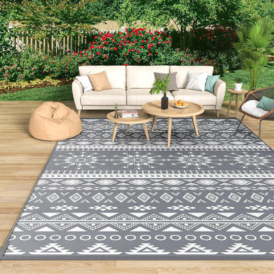 Wetterfester Outdoor Teppich 270x360 cm Reversible Balkon Camping Teppich Garten