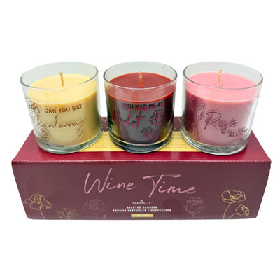 PARTYLITE  Geschenkset 3 Mini-Duftwachsgläser Wine Time Chardonnay Merlot Rosé