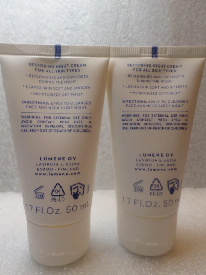 CREMA DE NOCHE RESTAURADORA LUMENE CLASSIKKO 1,7 OZ X 2 NUEVA EN CAJA Foto 3 de 4
