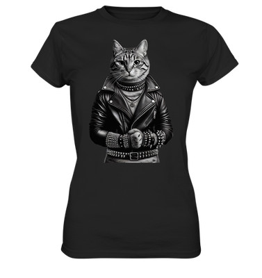 Rocker Katze - Damen T-Shirt | Frauen Geschenk Heavy Metal Biker Cat