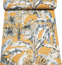 Mustard Yellow Floral Wallpaper Grey White Tropical Banana Texture Vinyl Feature