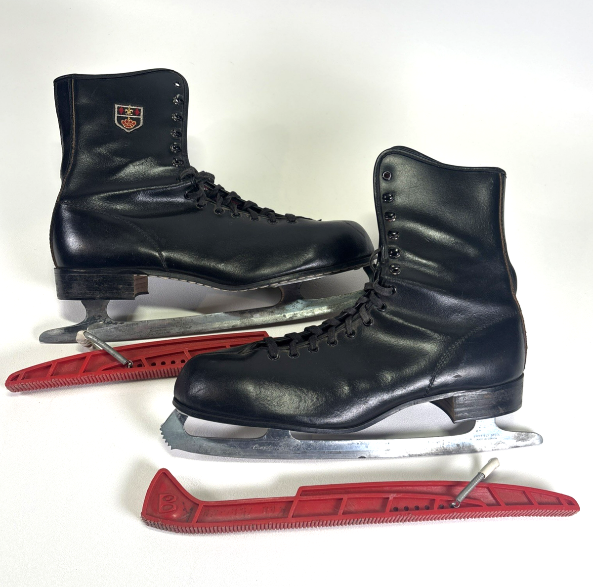 Vintage Canadian Rocket Leather Ice Skates 11 Sheffield Steel CANADIAN ROCKET Women main image 2